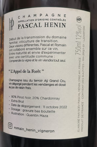 ROMAIN ET PASCAL HENIN L'APPEL DE LA FORET EXTRA BRUT CHAMPAGNE FRANCIA