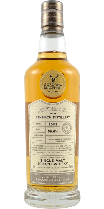 Benriach 2005 15 Y.O. Scotch Whisky Single Malt Gordon & MacPhail Connoisseurs Choice