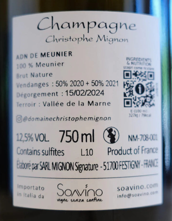 CHRISTOPHE MIGNON ADN DE MEUNIER BRUT NATURE CHAMPAGNE FRANCIA