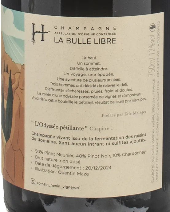 ROMAIN HENIN LA BULLE LIBRE L'ODYSSEE PETILLANTE CHAPITRE I BRUT NATURE CHAMPAGNE FRANCIA