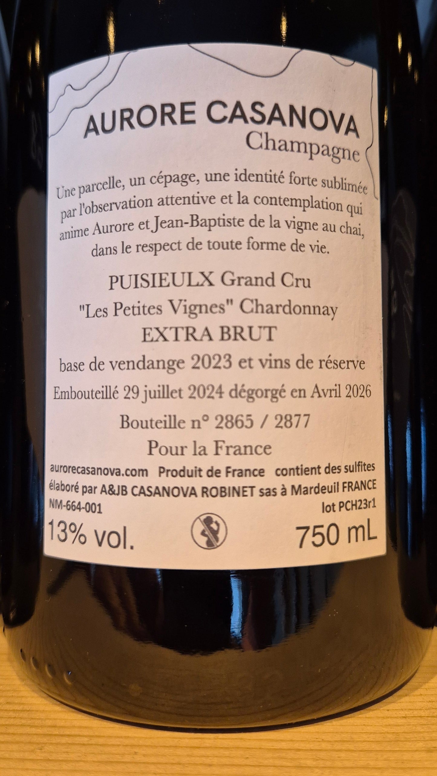 Aurore Casanova Puisieulx Grand Cru Les Petites Vignes Chardonnay Champagne Francia