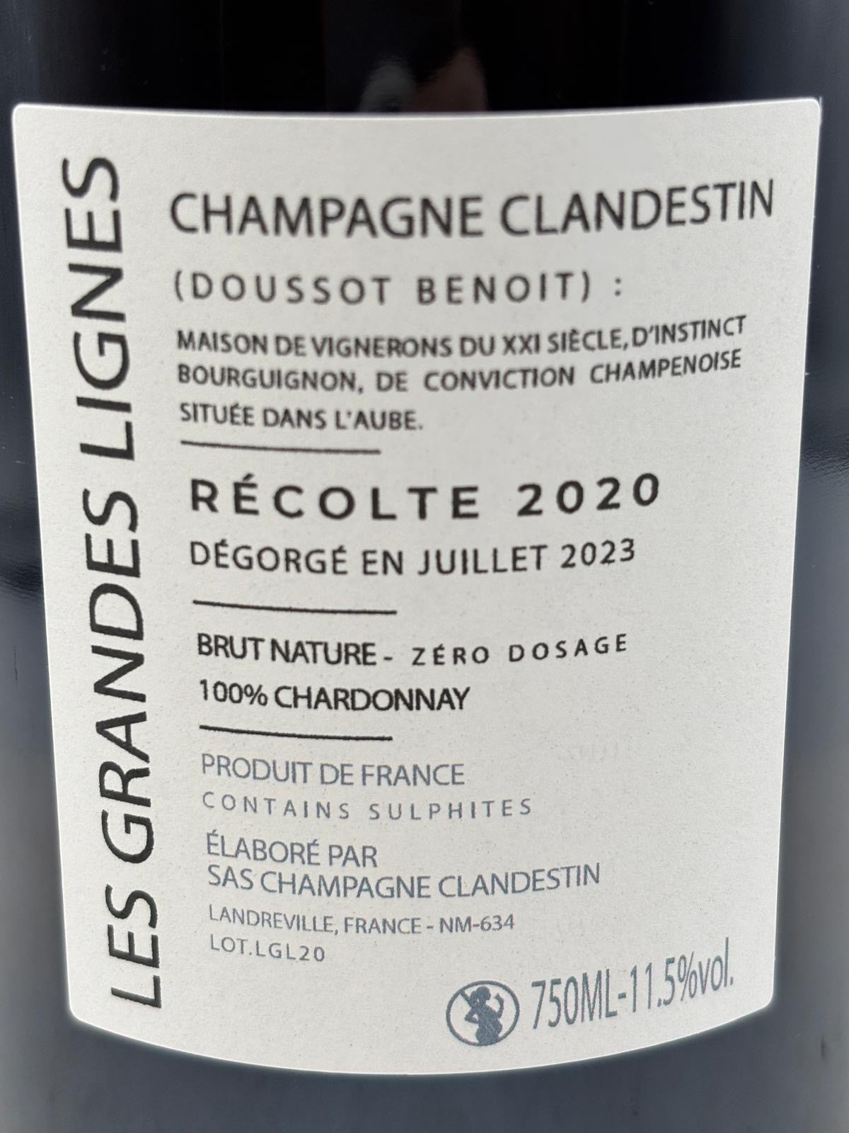 Clandestin Les Grandes Lignes Brut Nature 2020 Champagne Francia