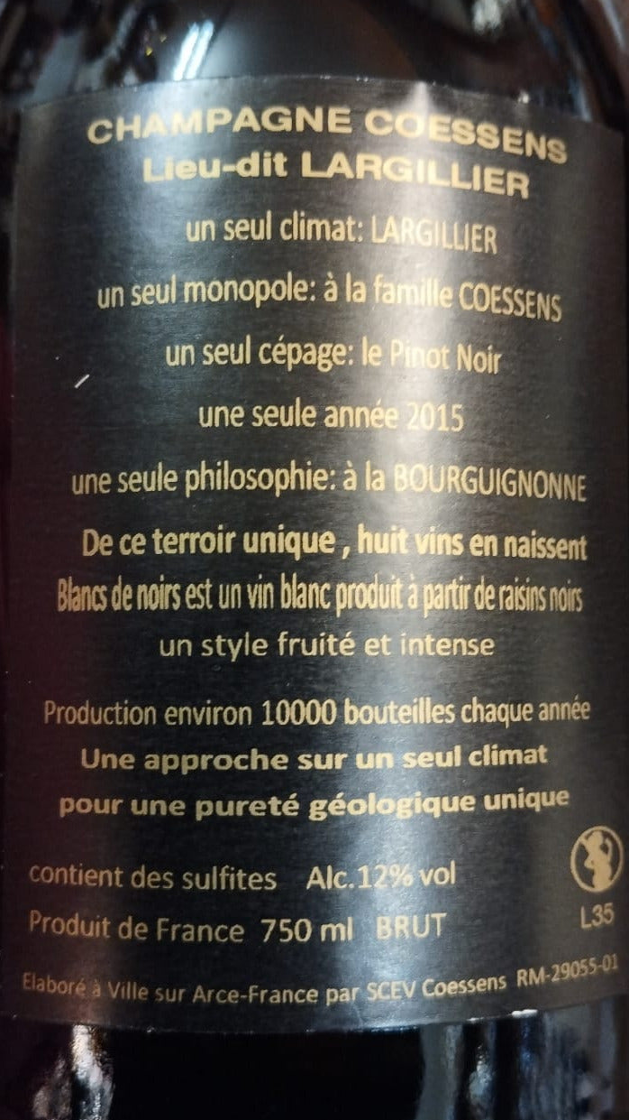 COESSENS LARGILLIER BLANC DE NOIRS BRUT 2015 CHAMPAGNE FRANCIA