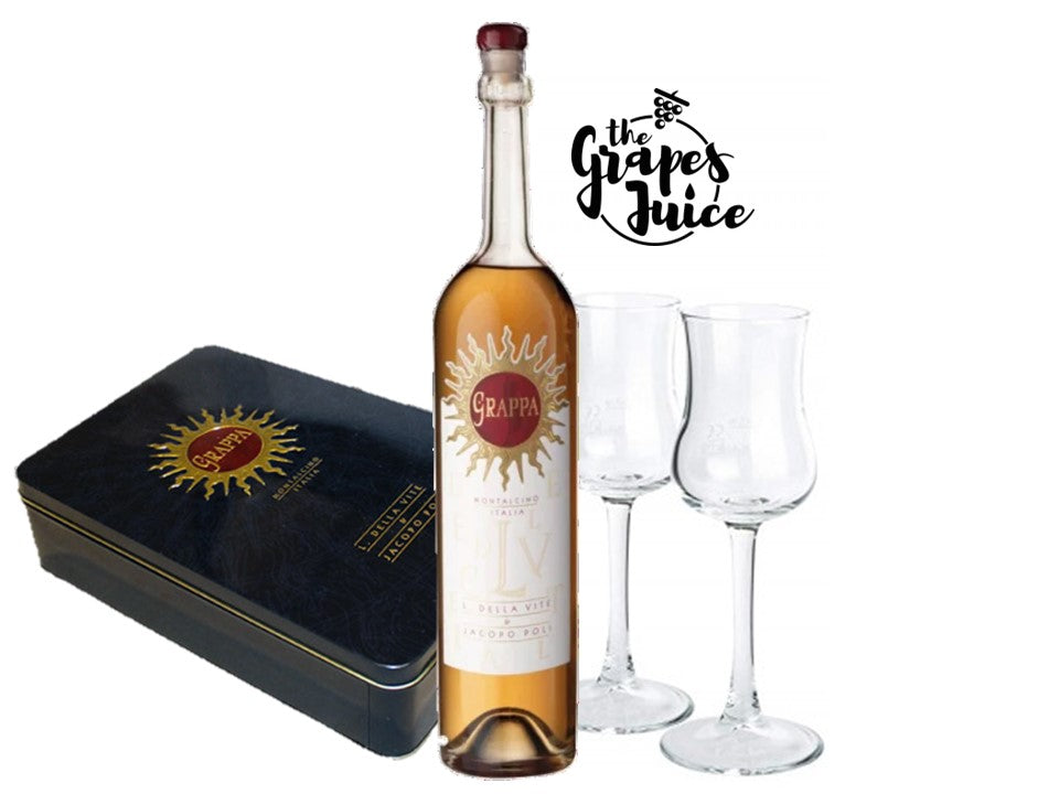 TENUTA LUCE E JACOPO POLI GRAPPA INVECCHIATA BOX + 2 GLASSES TOSCANA