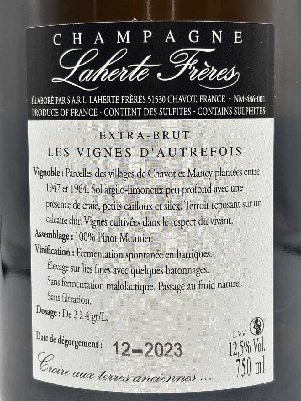 Laherte Frères Les Vignes d'Autrefois Blanc de Noirs Extra Brut 2020 Champagne Francia