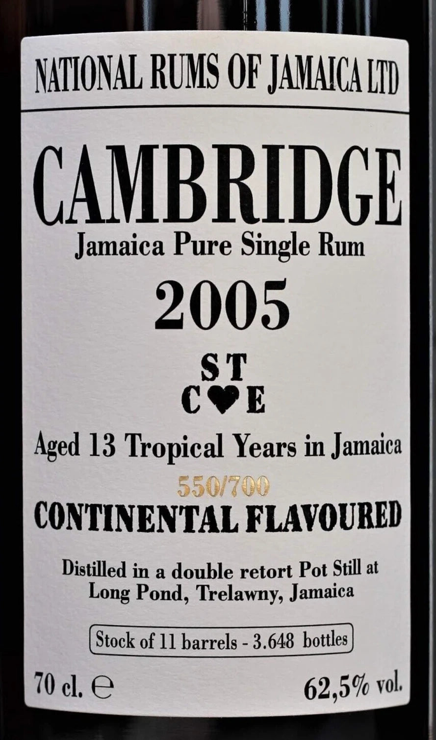 National Rums of Jamaica Cambridge STCE Long Pond 2005 13 Y.O. Pure Single Rum