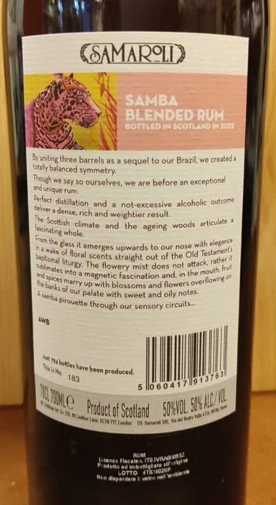 SAMAROLI SAMBA BLENDED RUM 9 Y.O. EDITION 2022
